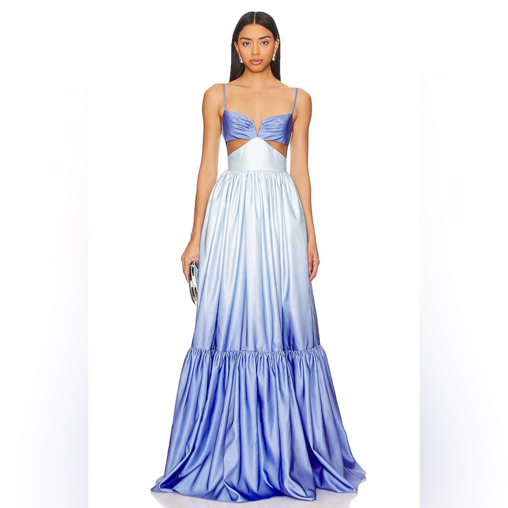 Sau Lee Nova Satin Gown In Blue Ombre